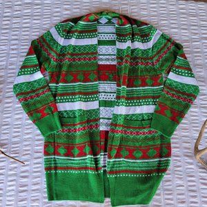 Christmas Geometric Open Front L/S Cardigan